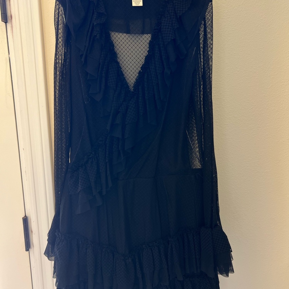 HAH Black Ruffled Mesh Dress